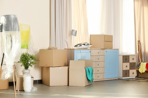 Moving van and boxes for a Shooters Hill home removal