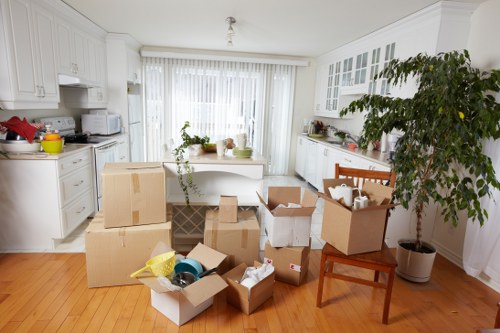 Eco-friendly van near reusable furniture and charity donation items