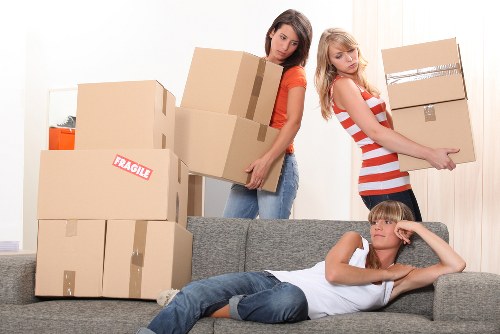 Moving crew handling office contents near Shooters Hill